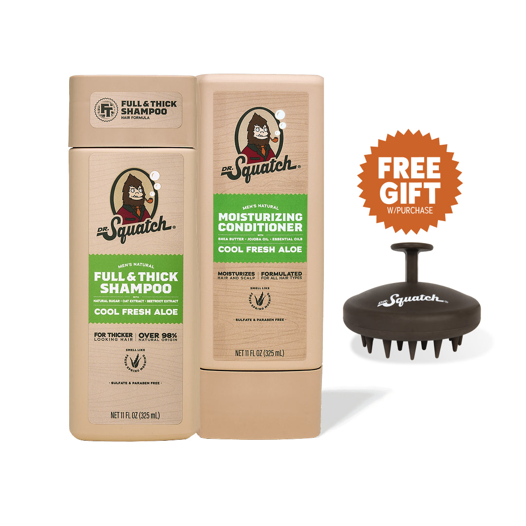 Dr. Squatch Hair Care Kit + Free Scalp Scrubber | Full & Thick Shampoo | Moisturizing Conditioner | Natural Products for Men - Daily Lineup