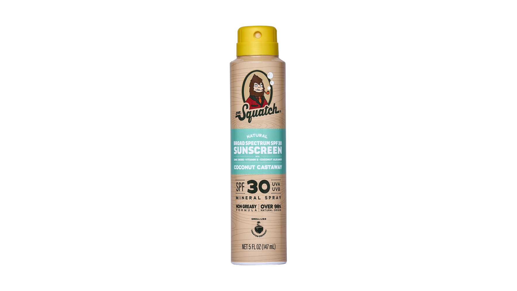 Dr. Squatch Spray Sunscreen | SPF 30 UVA/UVB Protection | Non-Greasy Mineral Sunscreen for Men - Beach Ready