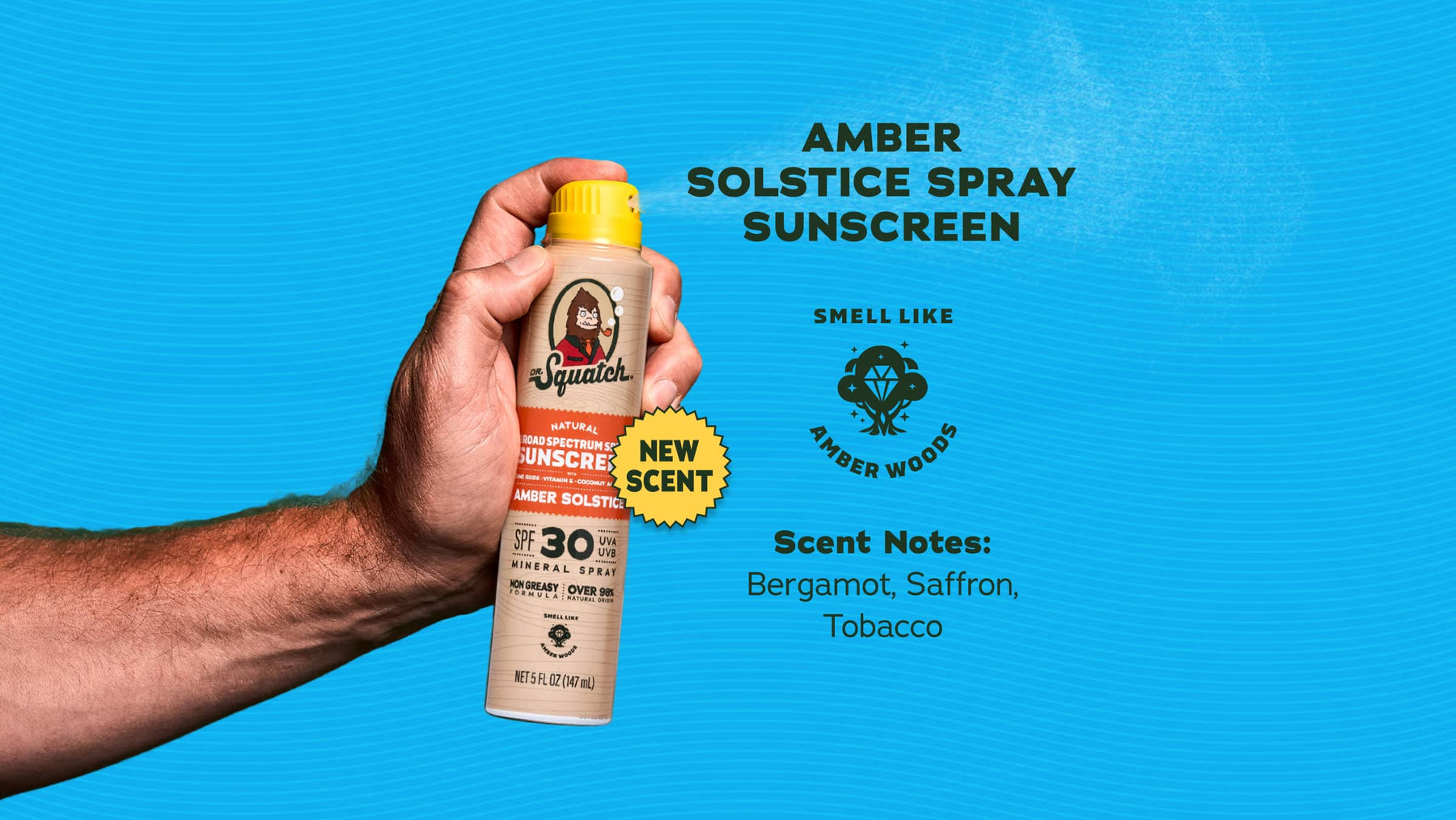 Dr. Squatch Spray Sunscreen | SPF 30 UVA/UVB Protection | Non-Greasy Mineral Sunscreen for Men - Beach Ready