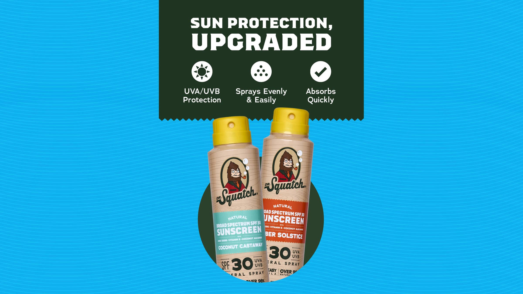 Dr. Squatch Spray Sunscreen 2-Pack | SPF 30 UVA/UVB Protection | Non-Greasy Mineral Sunscreen for Men - Daily Guard