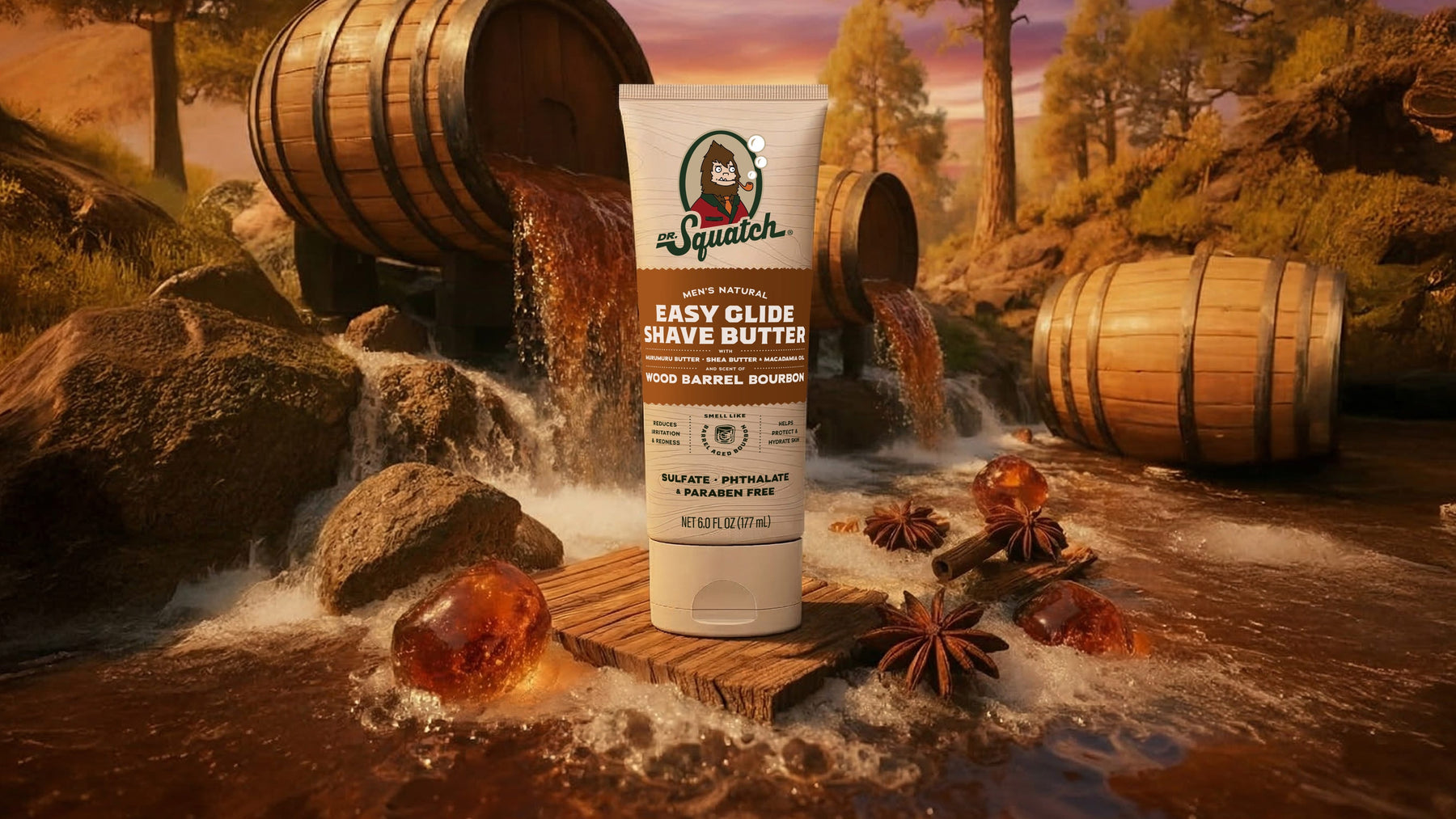 Easy Glide Shave Butter Wood Barrel Bourbon - Active Outdoor Lather